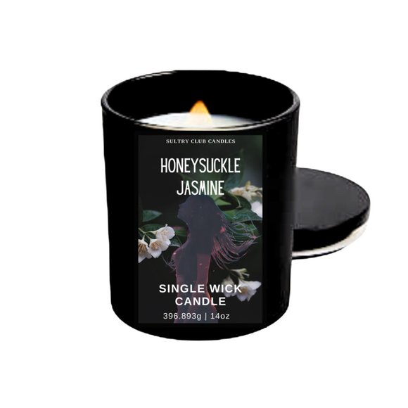 Honeysuckle Jasmine Black Matte Candle 14.5 Oz - Picture 1 of 2